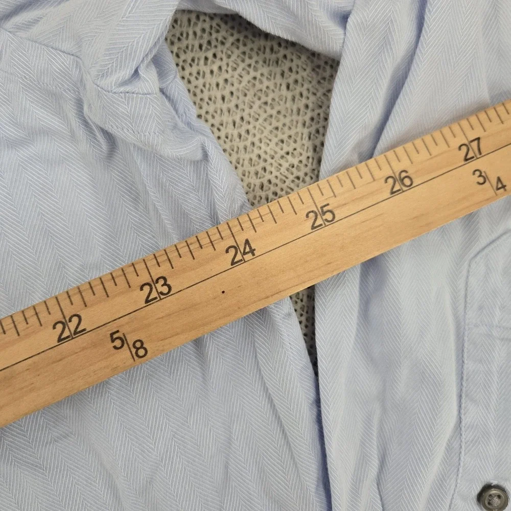 Banana Republic Shirt Mens XL Blue Herringbone Long Sleeve Dress Button Up